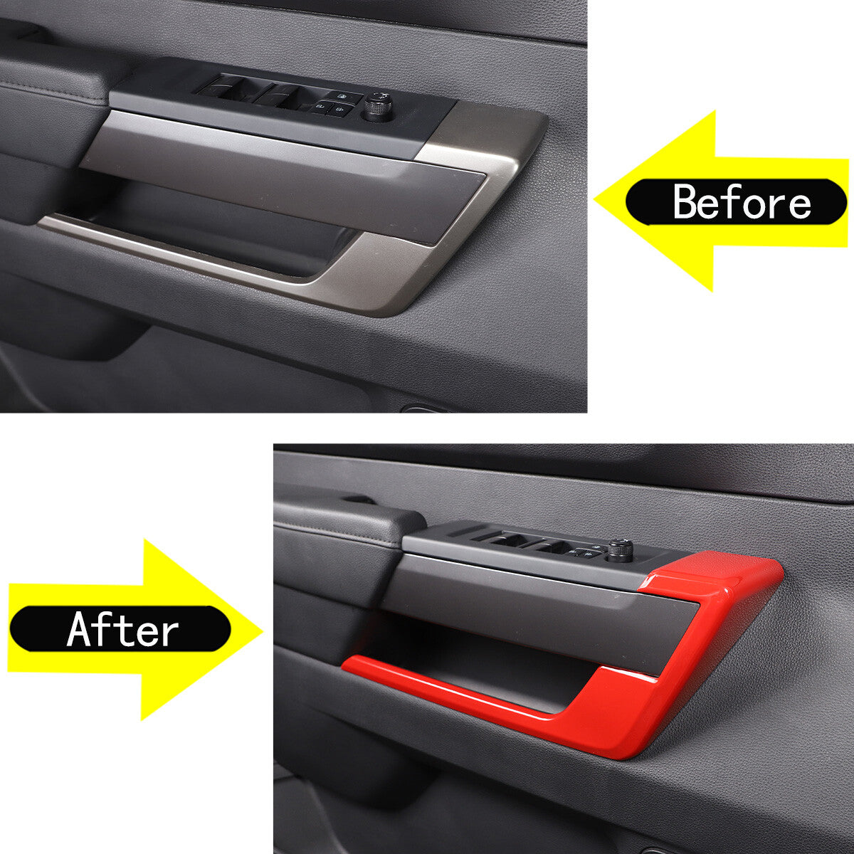 For Toyota Tundra 2022-2026 Window Lift Botton Trim Frame ABS Red 4PCS US 4