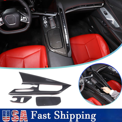 ABS Carbon Fiber Center Console Frame Trim Cover For Corvette C8 2020-2025 US 1