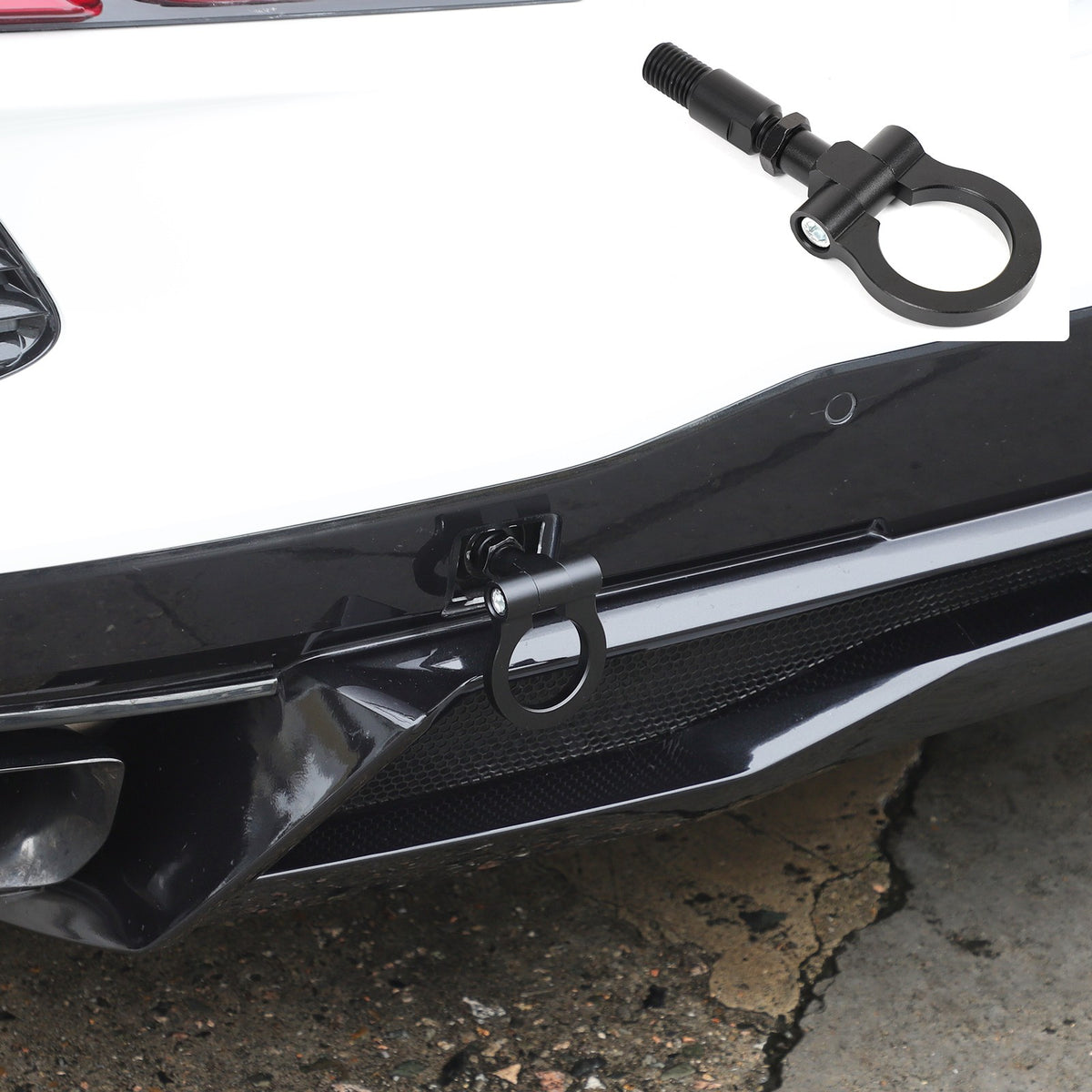 Black Aluminum Front & Rear Bumper Track Racing Tow Hook Trailer For Corvette C8 16