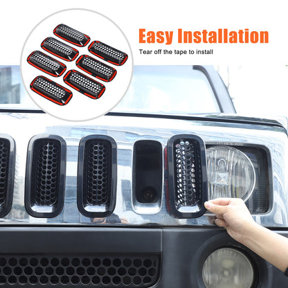 Black ABS Grille Insert Guard Insect Screen For Hummer H3 2005-2009 8
