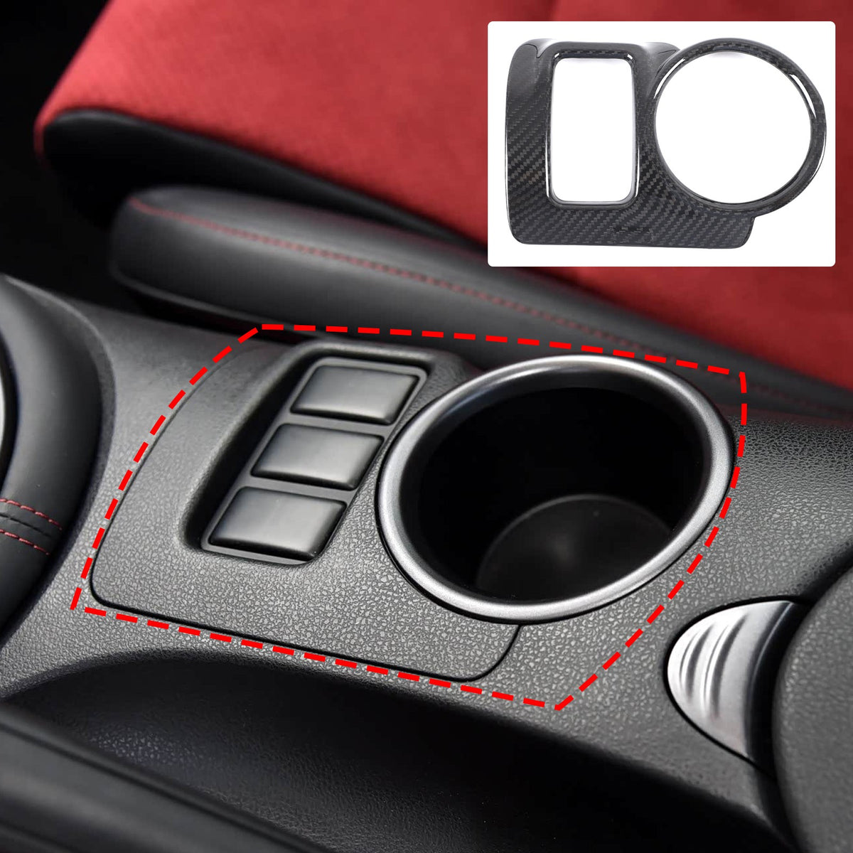 Real Carbon Fiber Center Console Cup Holder Trim For Nissan 370Z Z34 2009-2020 10