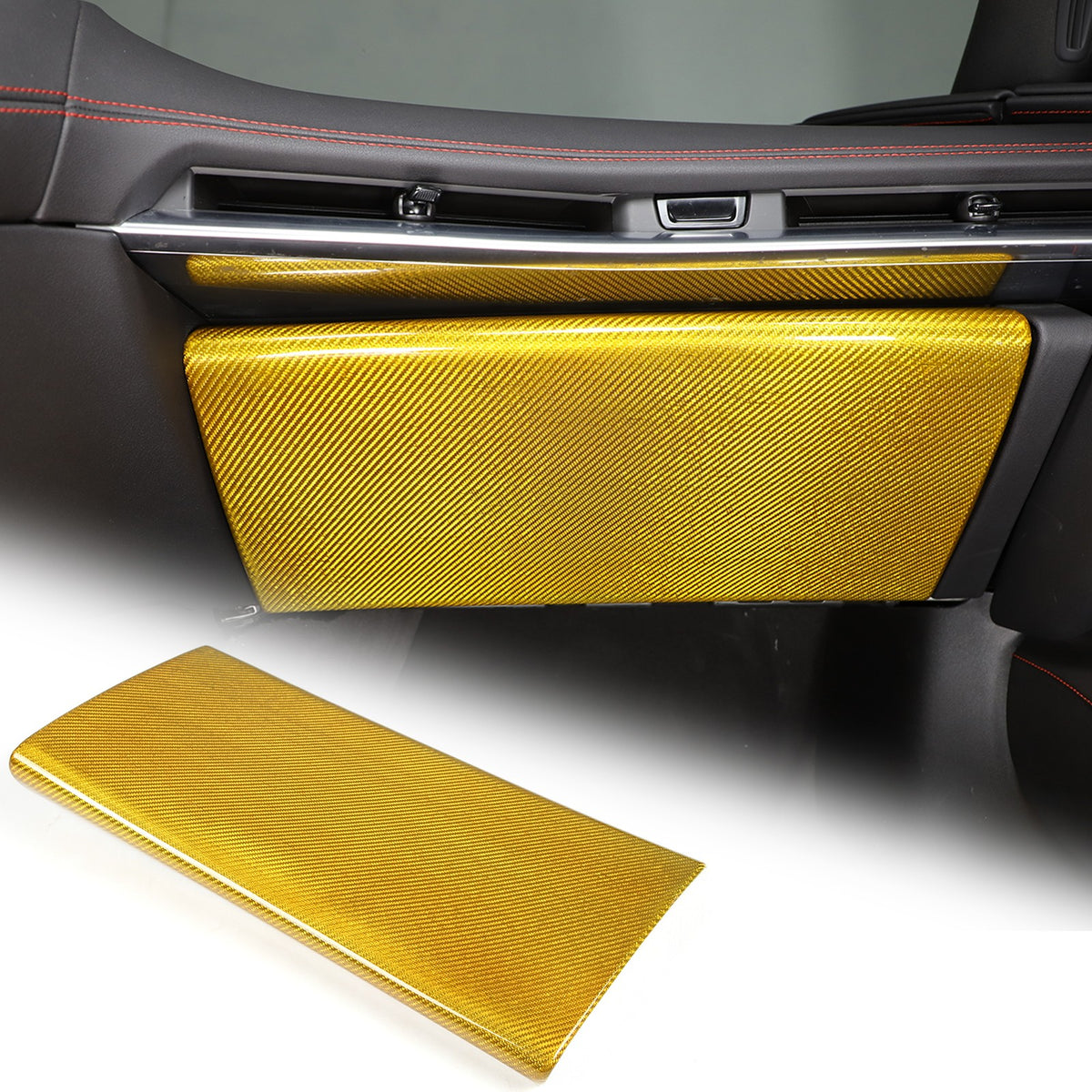 Yellow Carbon Fiber Co-pilot Storage Glove Box Trim For Corvette C8 2020-26 8