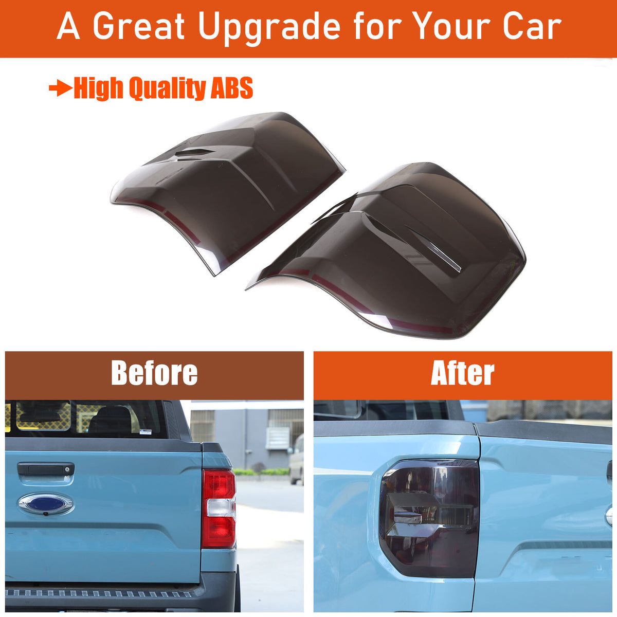 Smoked Black Rear Tail Light Guard Cover Trim Shell For Ford Maverick 2022-2024 9