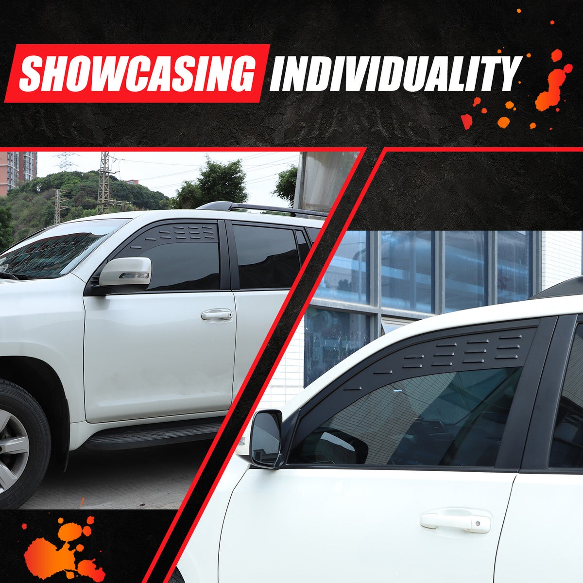 Rear Door Window Louver Air Vent Screen Panel Trim For Toyota Land Cruiser Prado 5