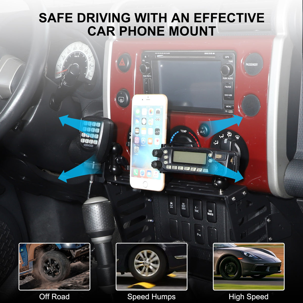 Center Console Molle Panels Digital Device Mount For Toyota FJ Cruiser 2007-2021 18