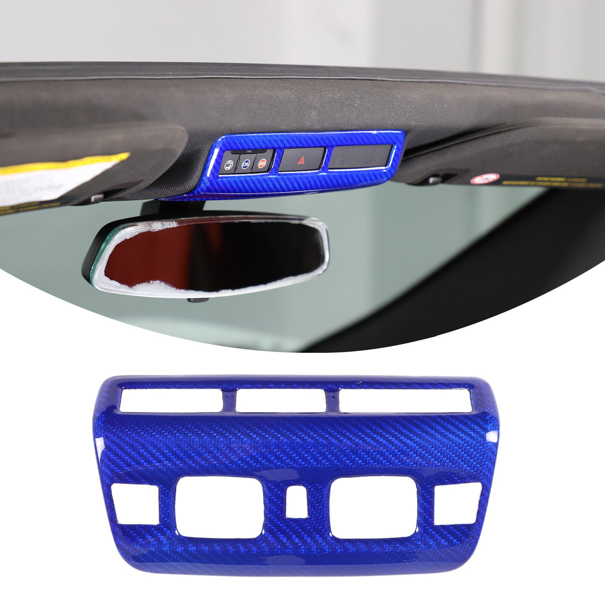 Blue Real Carbon Fiber Roof Reading Light Trim For Corvette C8 2020+ 2