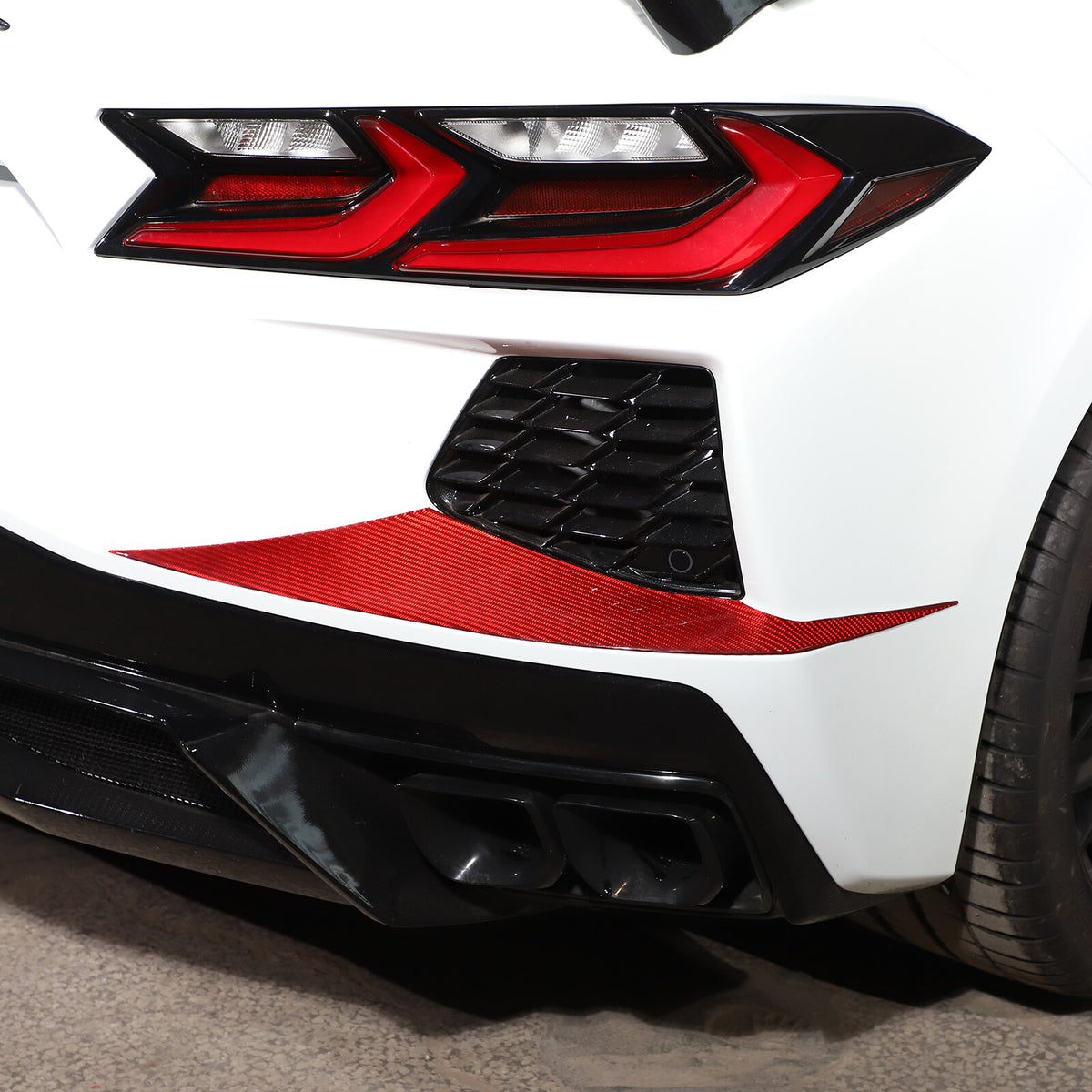 Red Carbon fiber Rear Bumper Air Intake Panel Trim Sticker For Corvette C8 20-26 1