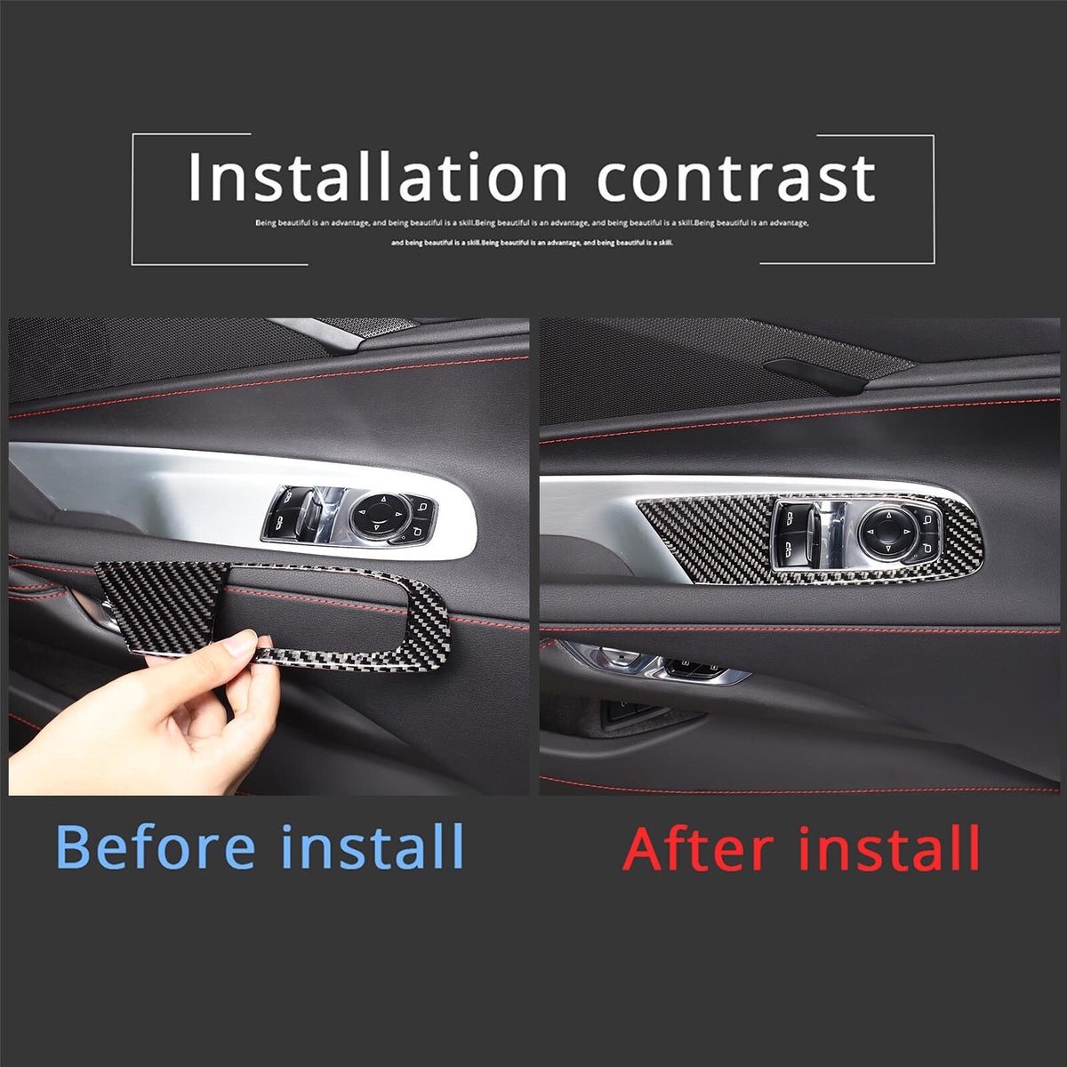 Carbon fiber Window Lift & Door Handle Storage Mat Sticker for Corvette C8 20-26 11