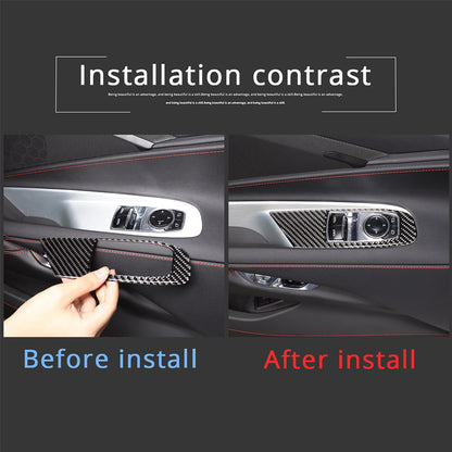 Carbon fiber Window Lift & Door Handle Storage Mat Sticker for Corvette C8 20-26 11