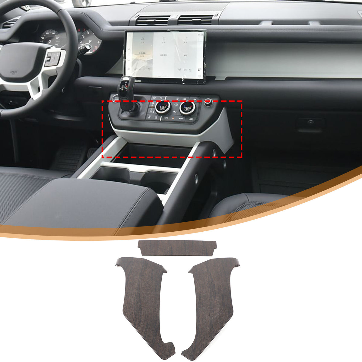 Oak Wood Grain Center Console Knee Side Panel Trim For LR Defender L663 25+ 5