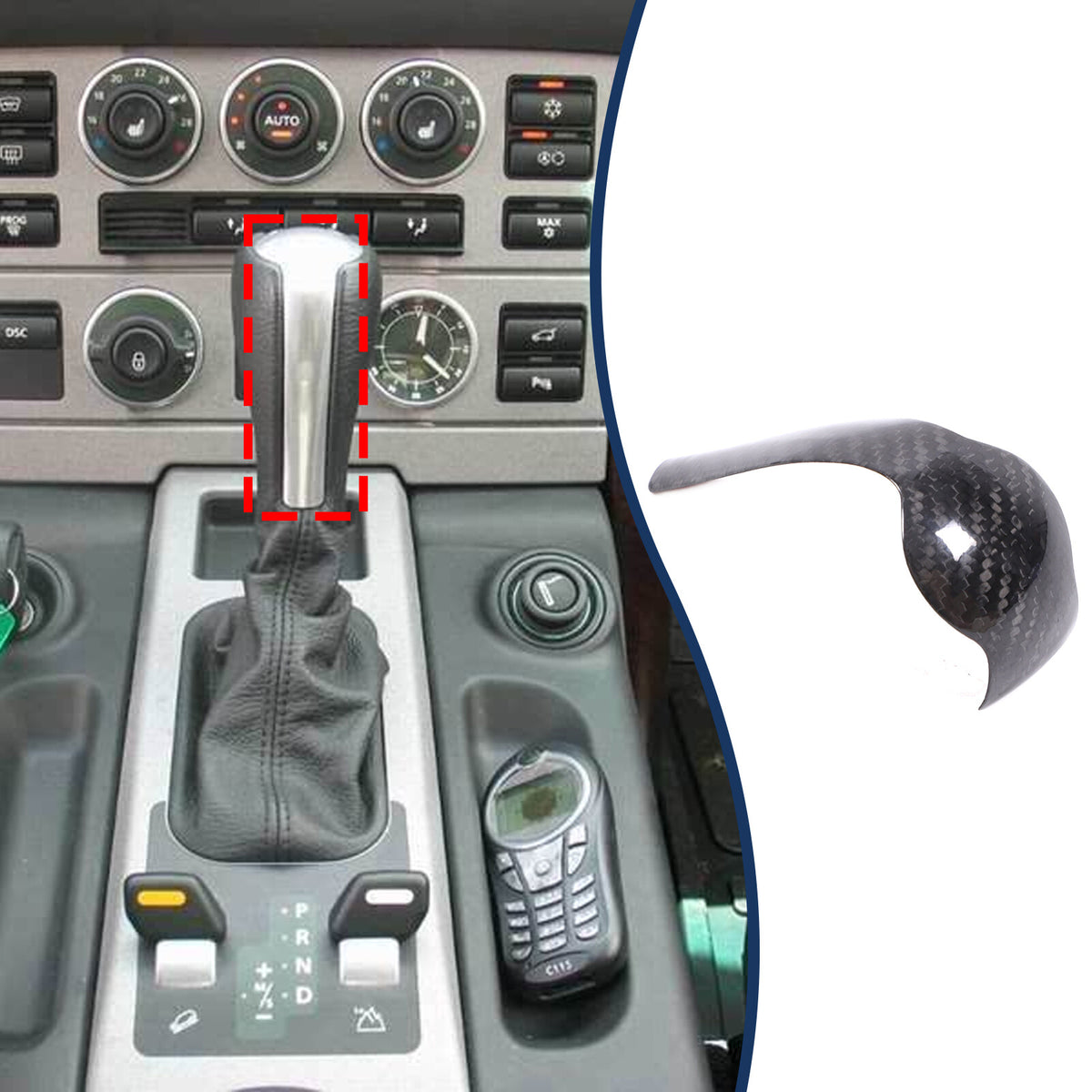 Real Carbon Fiber Center Gear Head Trim For LR Range Rover Sport/Vogue 05-13 4