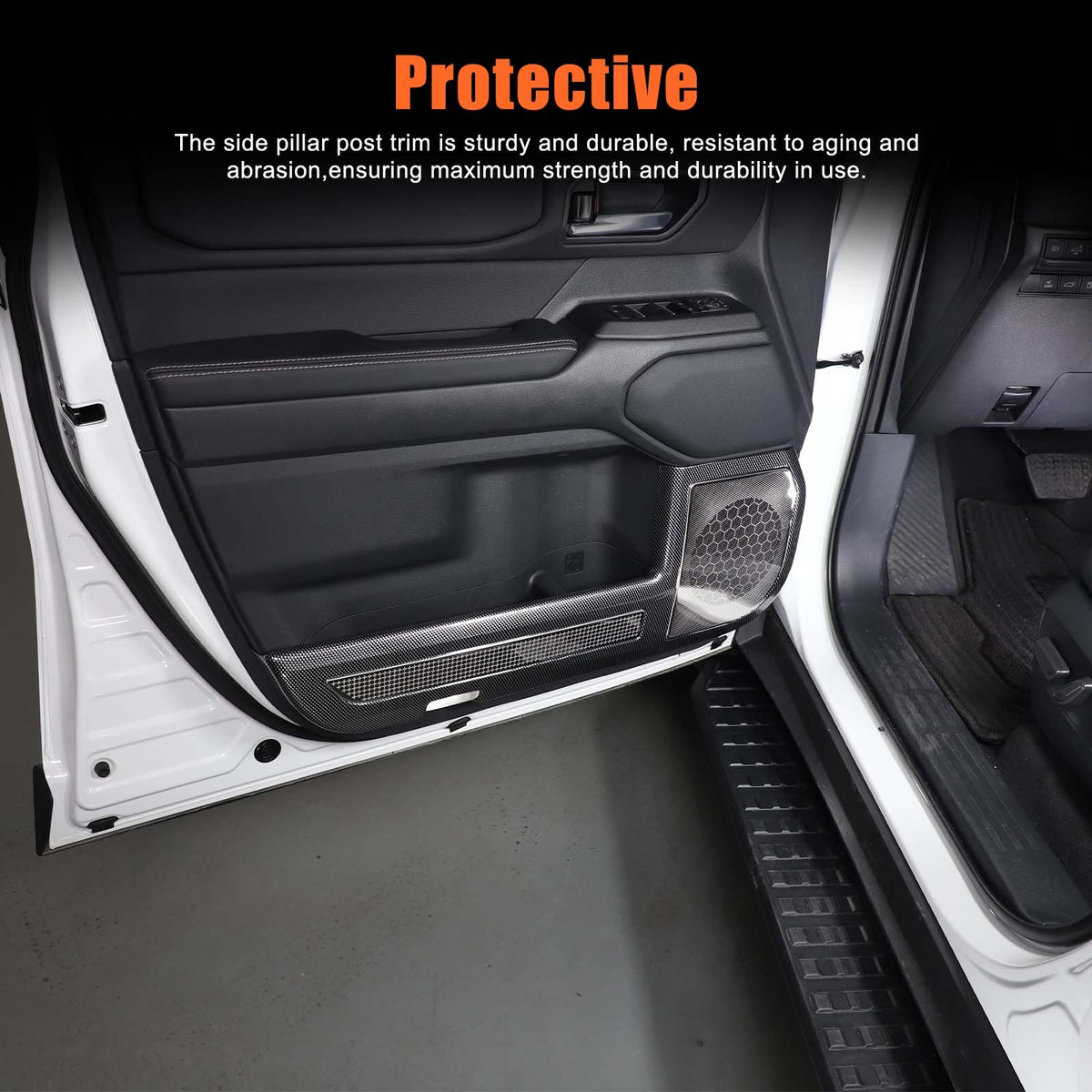 ABS Carbon Fiber Door Anti‑Kick Panel Trim For Toyota Land Cruiser LC250 24+ US 13