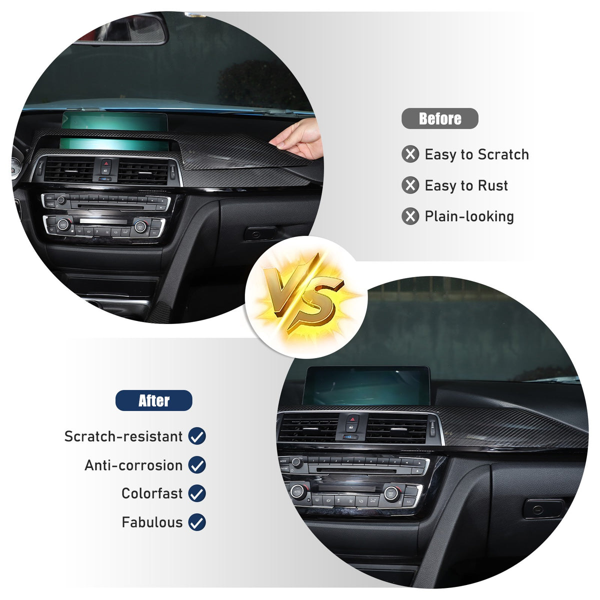 Real Carbon Fiber Central Console Dashboard Trim For BMW M3 M4 F80 F82 2014-2019 18
