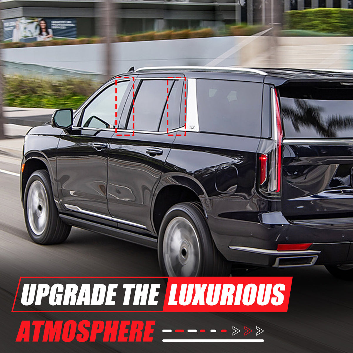 Black Alloy Center Door Pillar Post Mirror Trim Set For Cadillac Escalade 2021+ 14