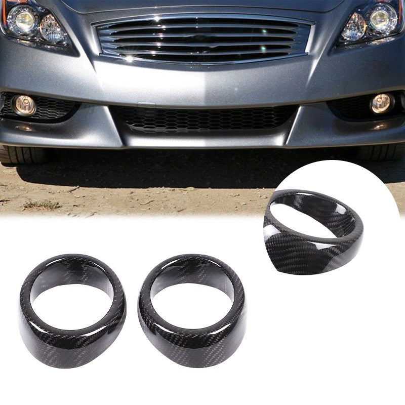 Real Carbon Fiber Front Fog Light Bezel Trim For Infiniti G Series 2010-2013 3