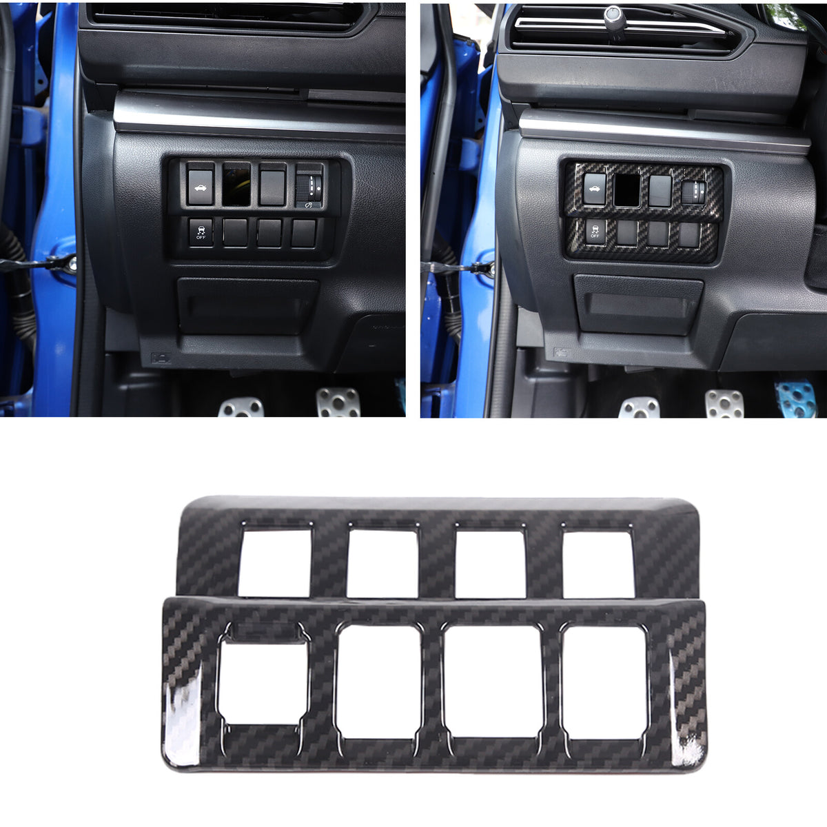 ABS Carbon Fiber Interior Center Console Cover Trim Set for Subaru WRX VB 22-24 5