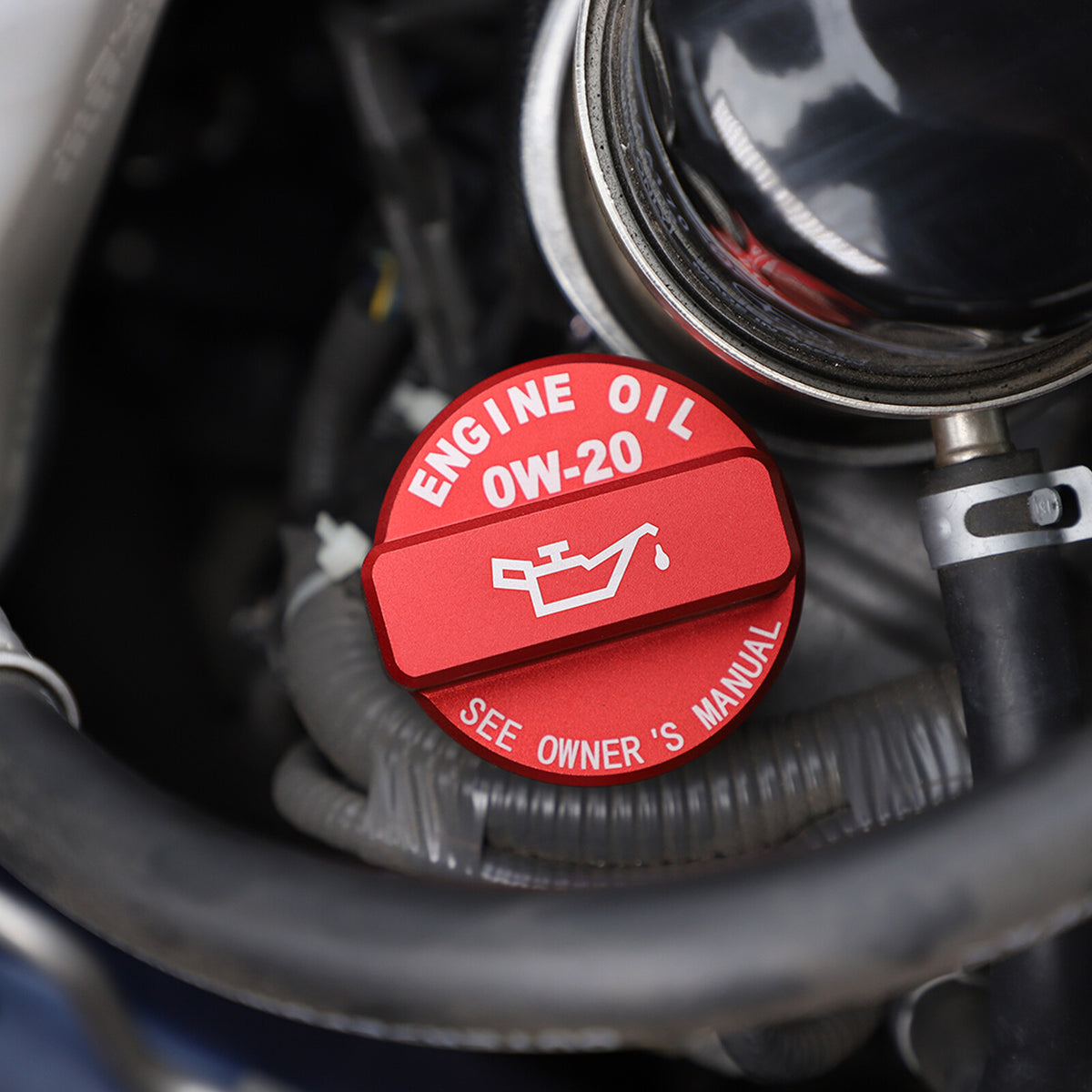 5PCS Red Alloy Engine Cabin Fluid Switch Trim Cover For Subaru WRX 2022-2023 4
