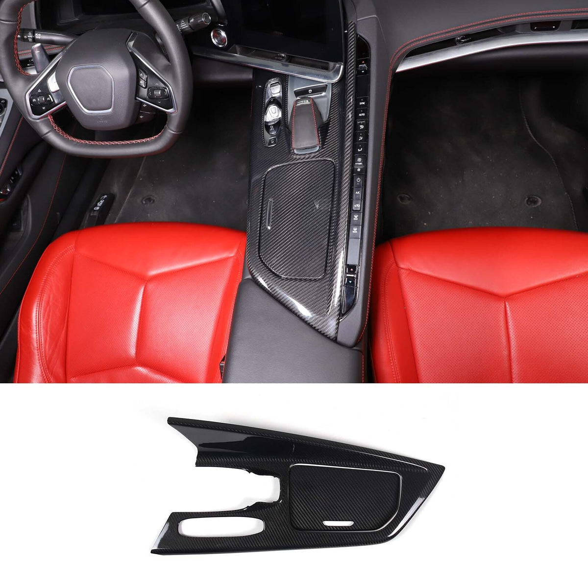 Real Carbon Fiber Console Gear Shift Panel Trim For C8 Corvette Z06 Z51 20-25 15