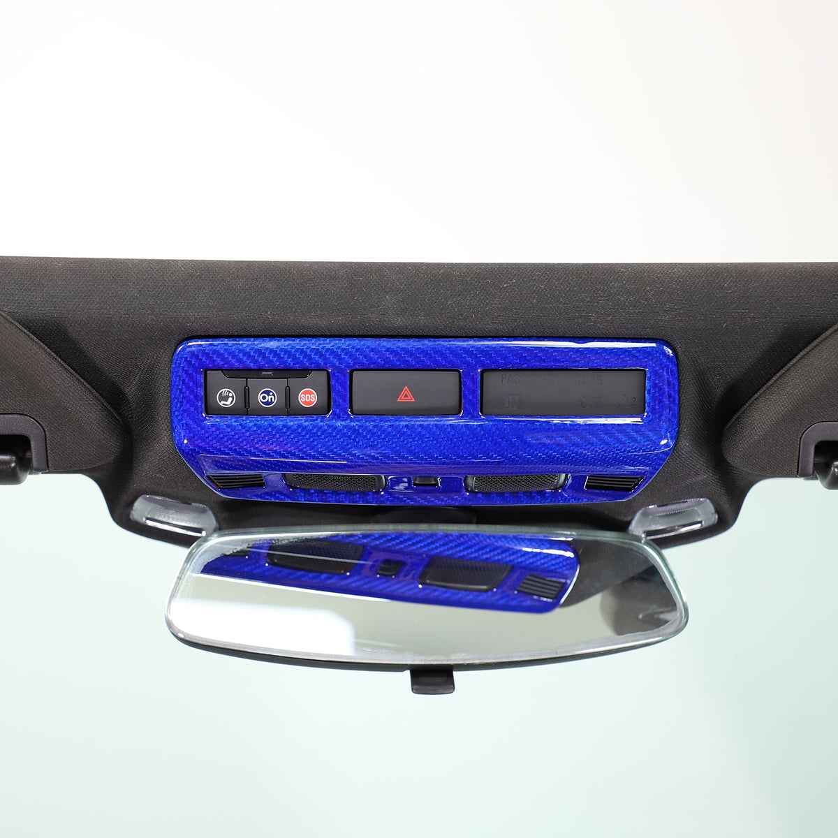 Blue Real Carbon Fiber Roof Reading Light Trim For Corvette C8 2020+ 15