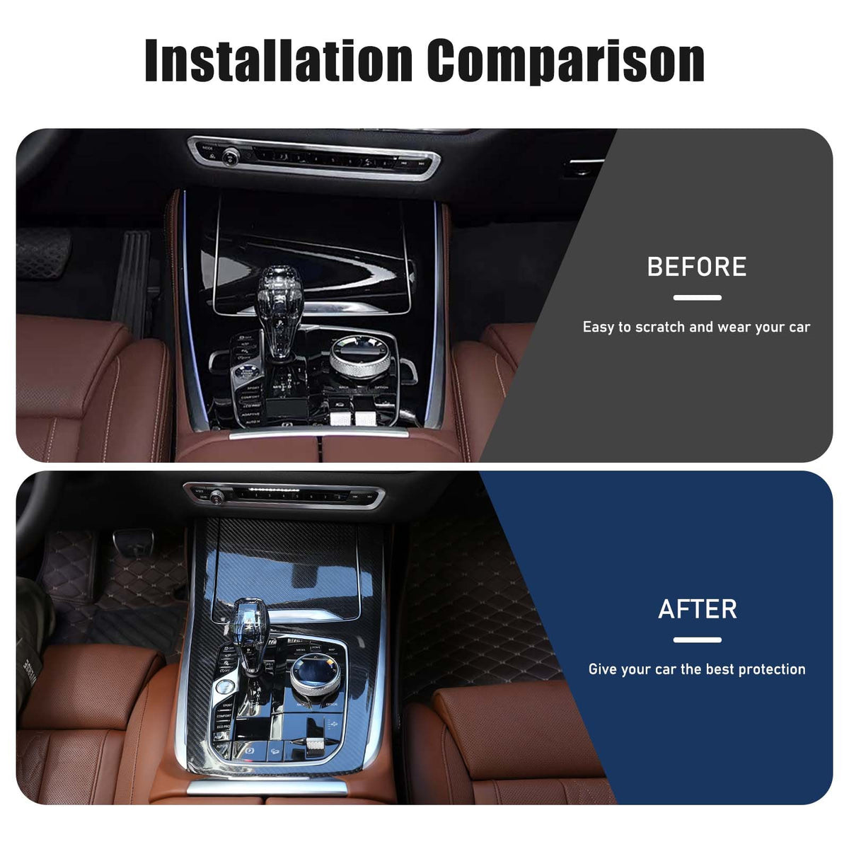 Real Carbon Fiber Car Center Console Gear Panel Cover For BMW X5 X6 X7 G05 G07 14