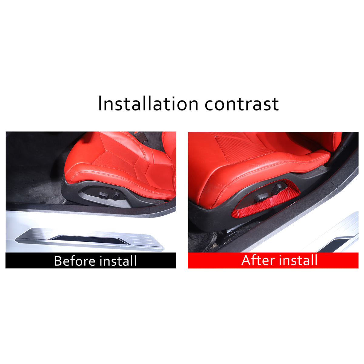 Red Carbon Fiber Seat Adjustment Button Trim Cover For Corvette C8 2020-26 17