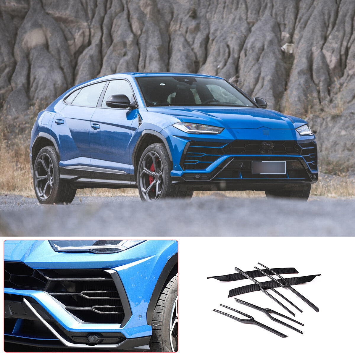 Carbon Fiber Front Bumper Winglets Fog Light Trim For Lamborghini Urus 18-21 US 2