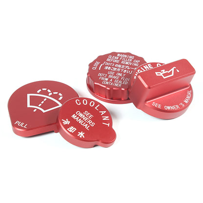 5PCS Red Alloy Engine Cabin Fluid Switch Trim Cover For Subaru WRX 2022-2023 18