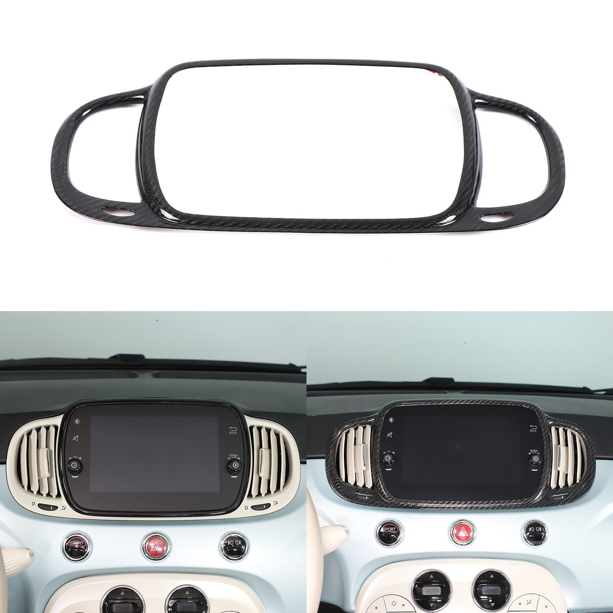 Real Carbon Fiber Center Air Vent Trim For Fiat 500/Abarth 595 695 21-23 US 21