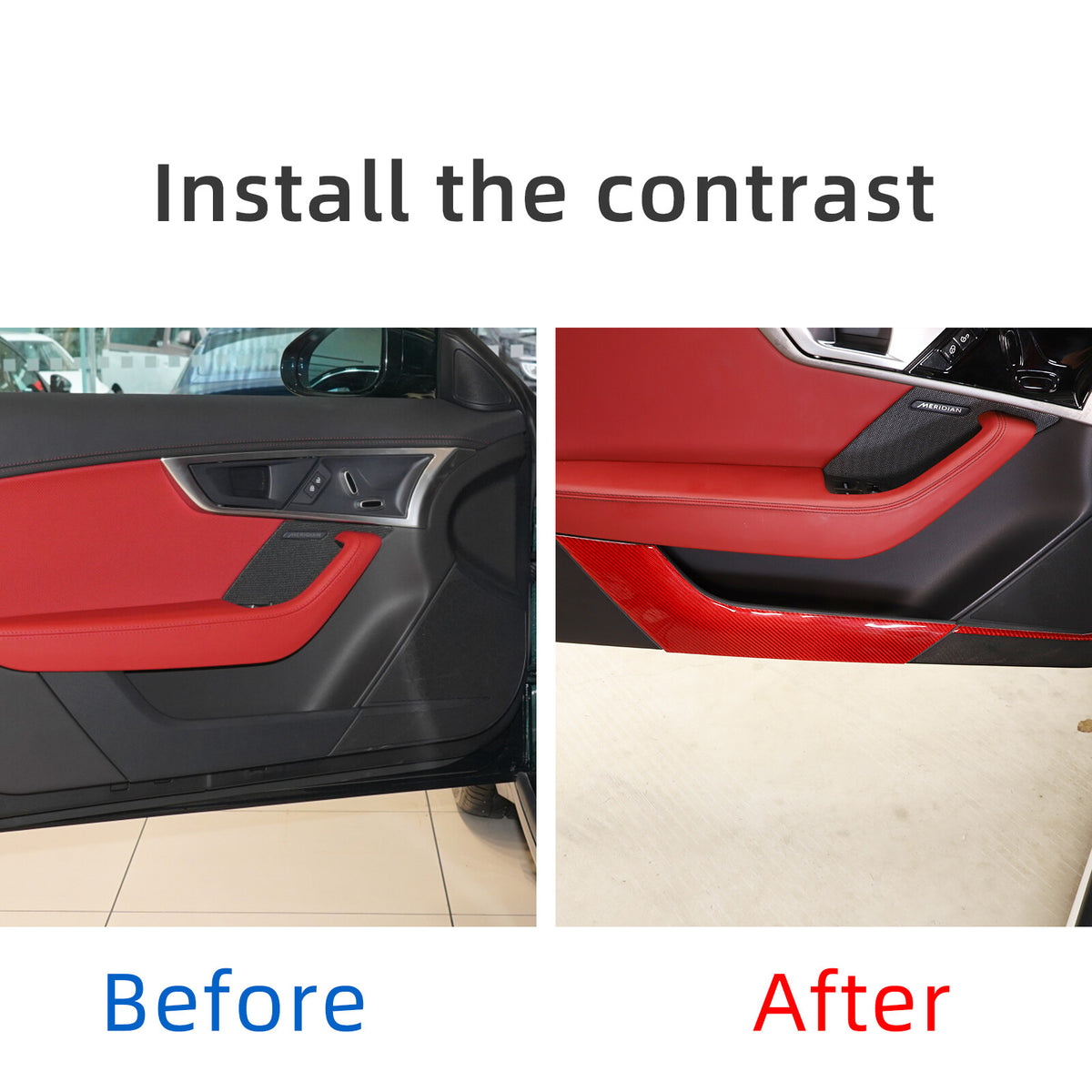For Jaguar F-TYPE 2013-2022 Door Bottom anti-Kick Panel Trim Red Carbon Fiber 9