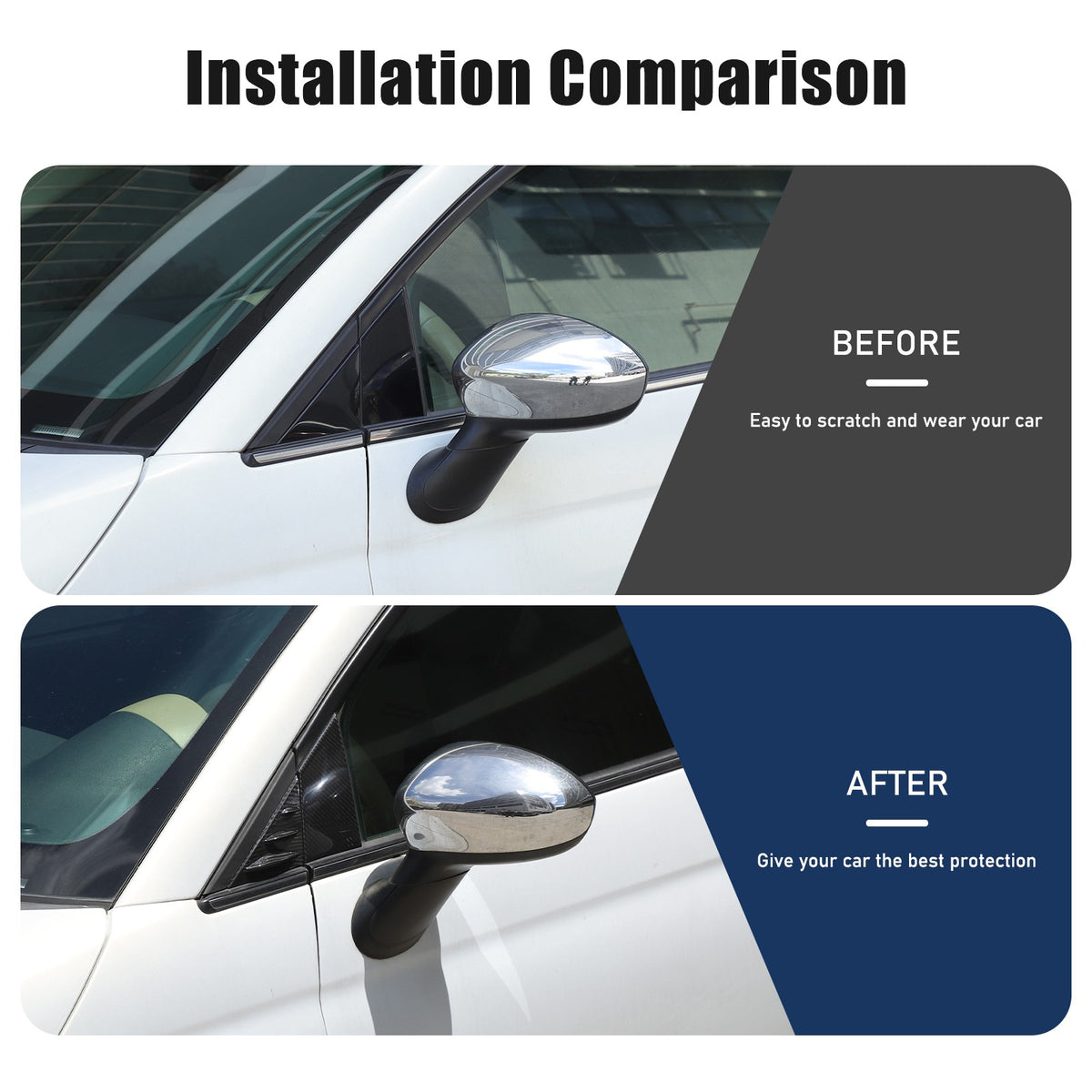 Real Carbon Fiber External A-Pillar Triangle Trim Cover For Fiat 500 2010+ 22