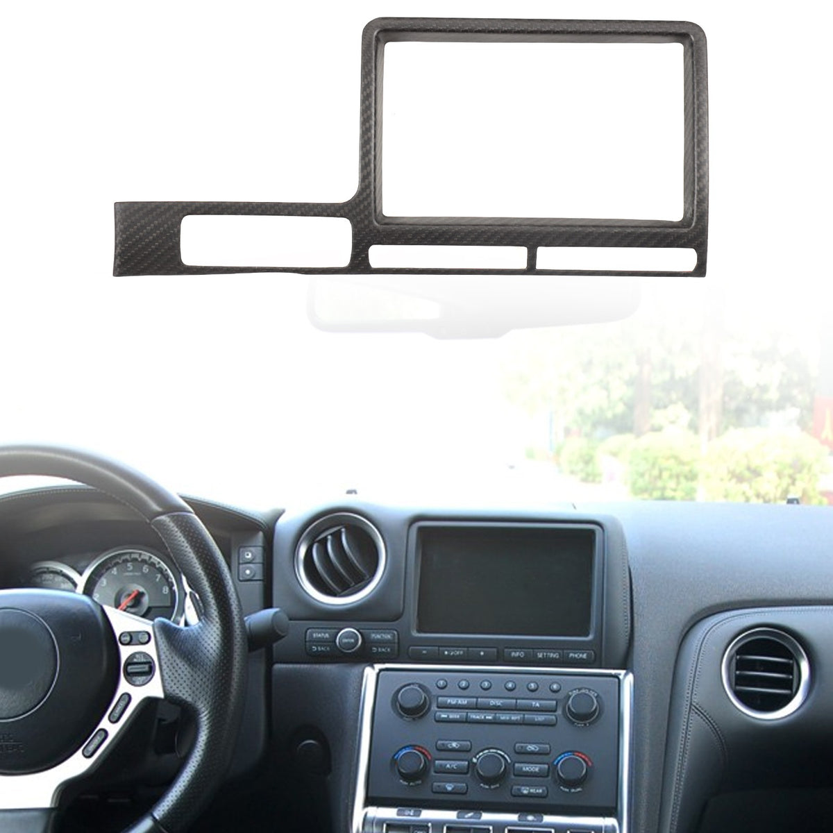 Matte Real Carbon Fiber Center Console Navigation Trim For Nissan GTR R35 08‑16 1