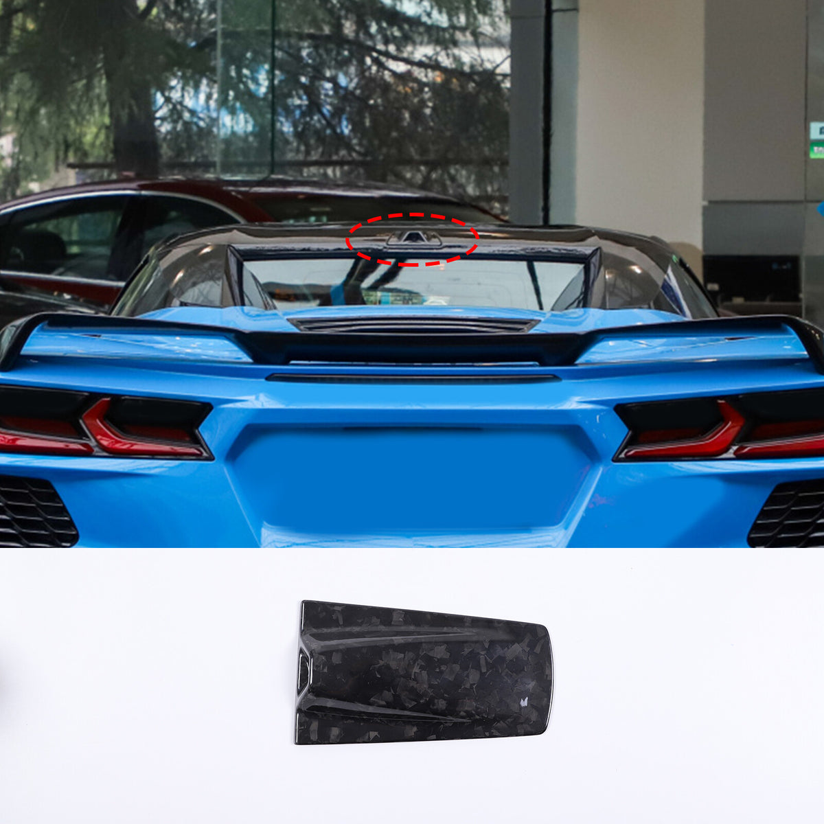 Forged Carbon Roof Rear Camera Protect Cover For Corvette C8 Convertible 20-26 5