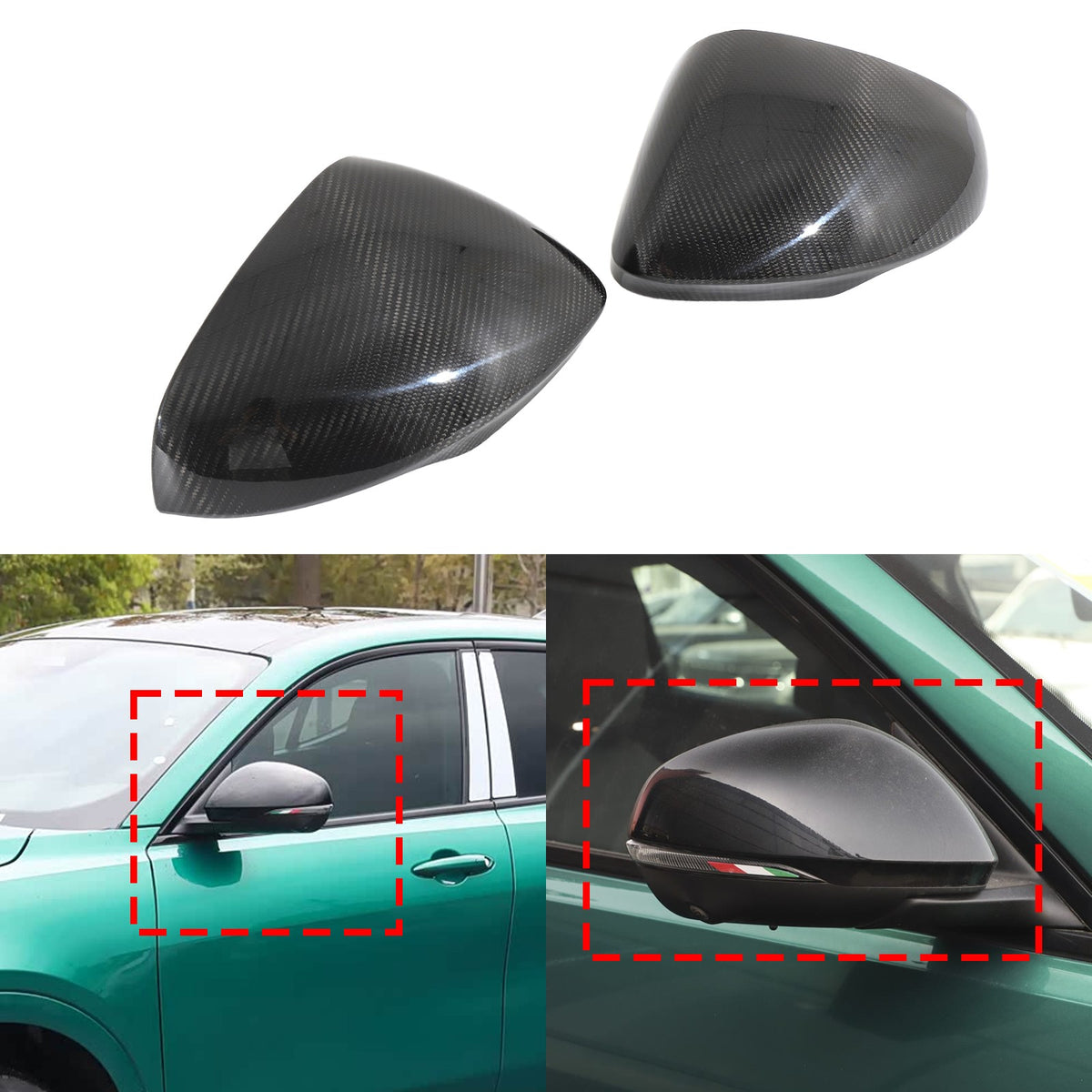 Real Carbon Fiber Outer Exterior Rearview Mirror Covers For Alfa Romeo Tonale 13