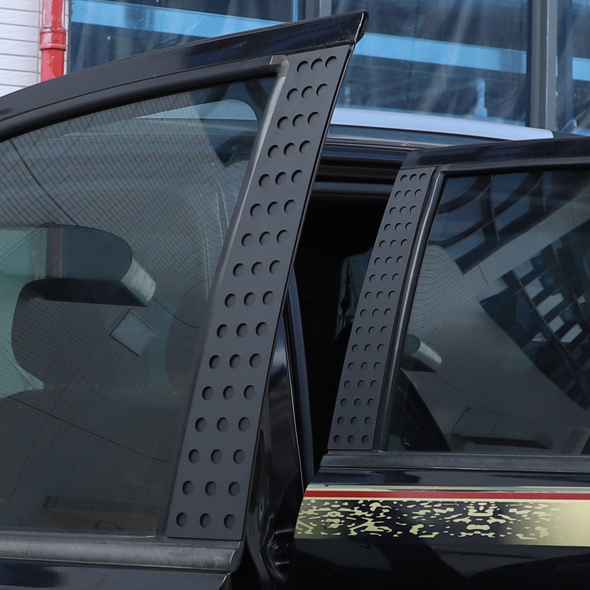 Black Aluminum Alloy Window Center Pillar Trim Panel For Ford Ranger 2015-21 9