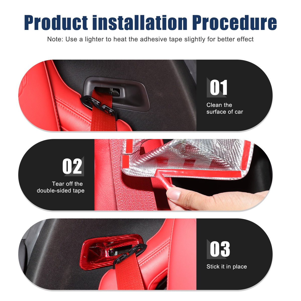 Red Real Carbon Fiber Seat Safety Belt Frame Trim For Corvette C8 2020+ 4