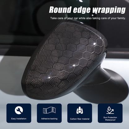 Honeycomb Carbon Fiber Exterior Side Mirror Trim For Fiat 500 Abarth 595 2010+ 12