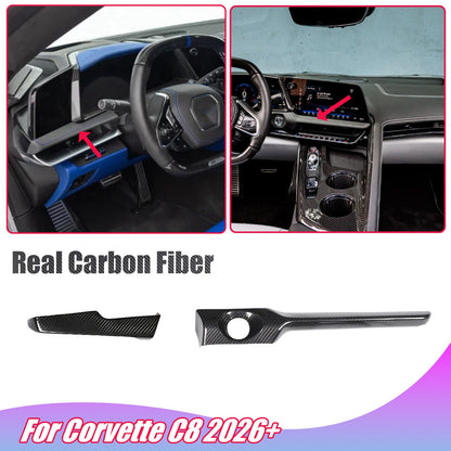 Real Carbon Fiber Center Console Ignition Button Trim For Corvette C8 2026+ 1
