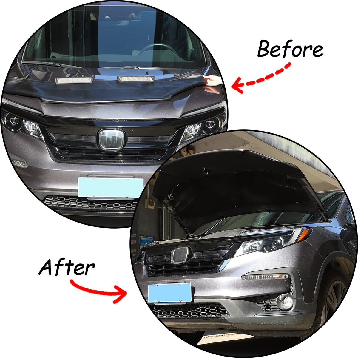 Black Car Bonnet Hood Bra Protector Mask Cover For Honda Pilot 2015-2022 US 15