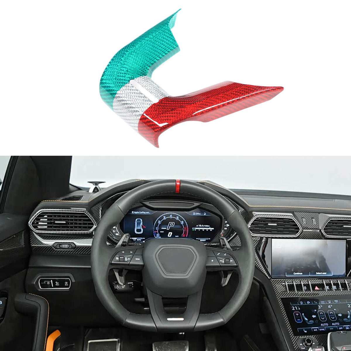 Tri-Color Steering Wheel Cover Trim For Lamborghini Urus/Urus SE 2018-2023 8