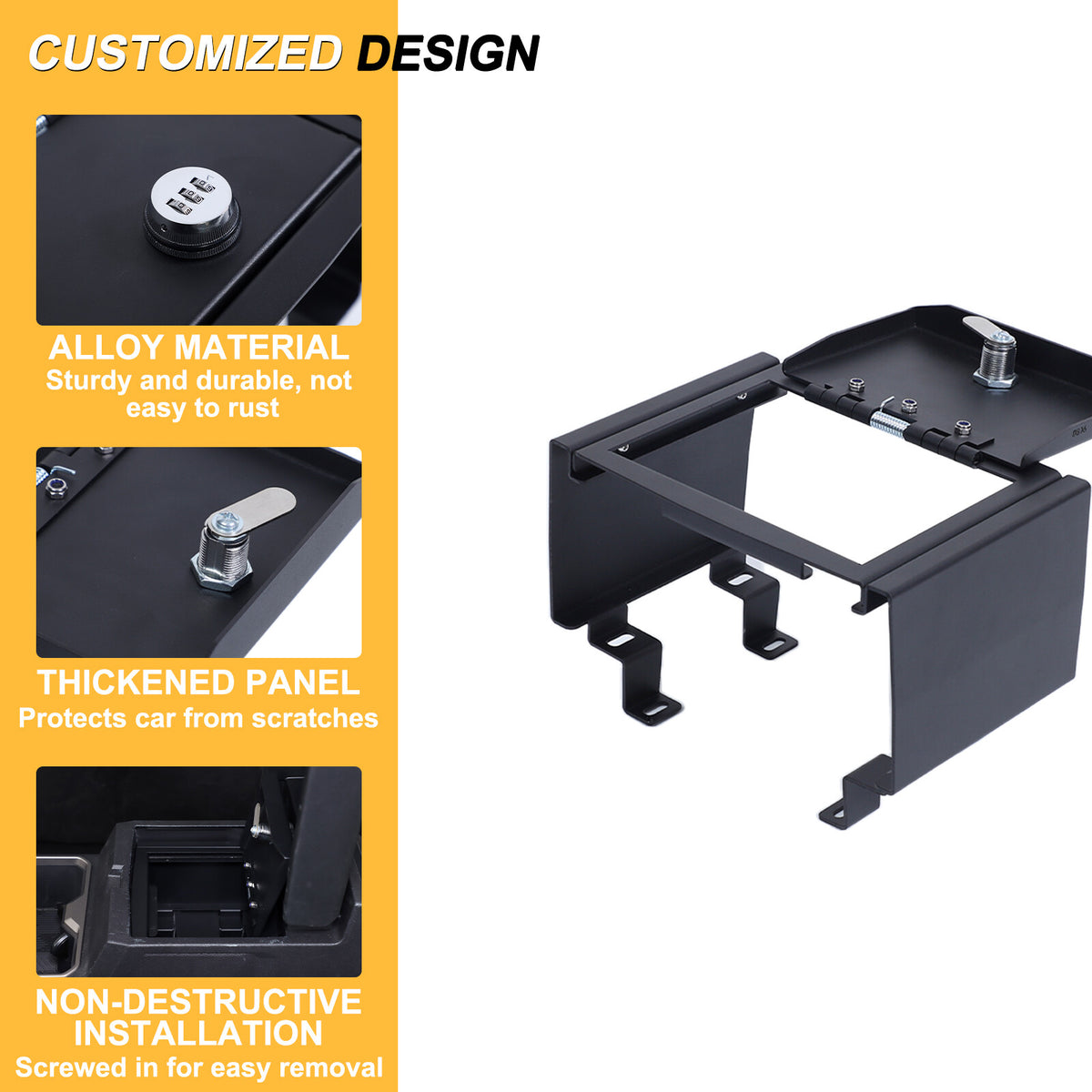 Steel Center Console Safe GUN Storage Lock Box TRAY For Toyota Tacoma 24+ US 19