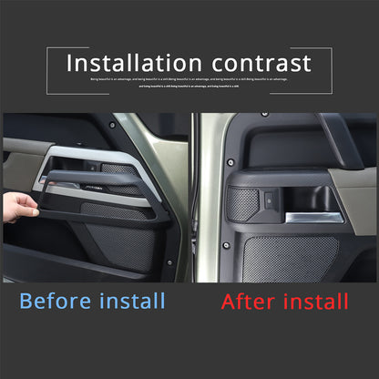 Matte Real Carbon Fiber Interior Door Handle Cover Trim For LR Defender 110 20+ 5