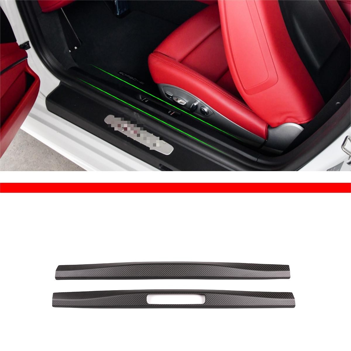 Real Carbon Fiber Inner Door Sill Trim For Porsche 718 982 911 991 2016-2019 US 2