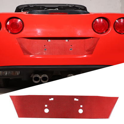 Red Carbon Fiber Rear License Plate Bottom Trim Panel For Corvette C6 2005-2013 2