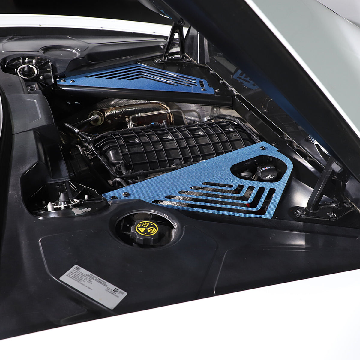 Blue Real Carbon fiber Engine Bay Side Panel Cover Overlay For Corvette C8 Coupe 5