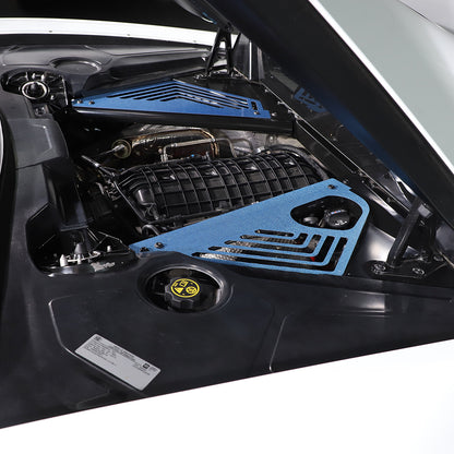 Blue Real Carbon fiber Engine Bay Side Panel Cover Overlay For Corvette C8 Coupe 5