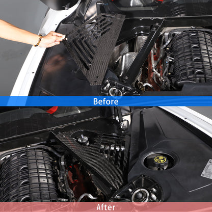 Gloss Real Carbon fiber Engine Bay Side Panel Cover Overlay For Corvette C8 20+ 16