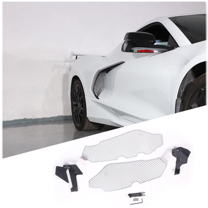 Silver Steel Intake Mesh Grille Insert Guard For Corvette C8 2020-2026 5