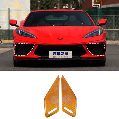 Yellow Real Carbon Fiber Inner Door Speaker Panel Cover For Corvette C8 2020-26 11