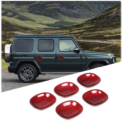 Red Real Carbon Fiber Exterior Side Door Bowl Cover Trim For Benz G-Class 19-20 4