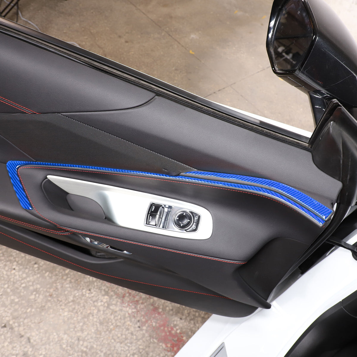 Blue Carbon Fiber Interior Door Panel Trim Sticker Strip For Corvette C8 2020-25 10
